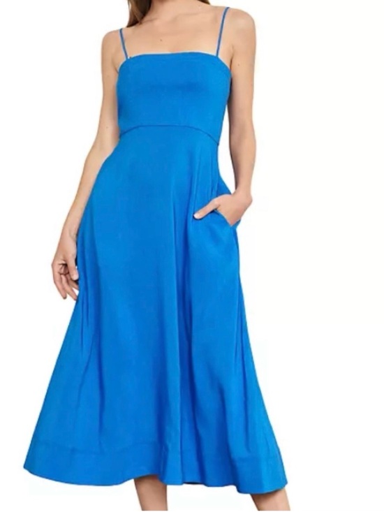 La Ligne Dresses & Skirts - La Ligne Blue Strapless Midi Dress with back Tie